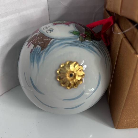 Christmas Tree Ornament SNOWMAN Blown Glass Hand Blown INSIDE-Painted - Picture 9 of 12
